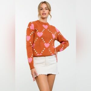 NWT THML heart sweater printed